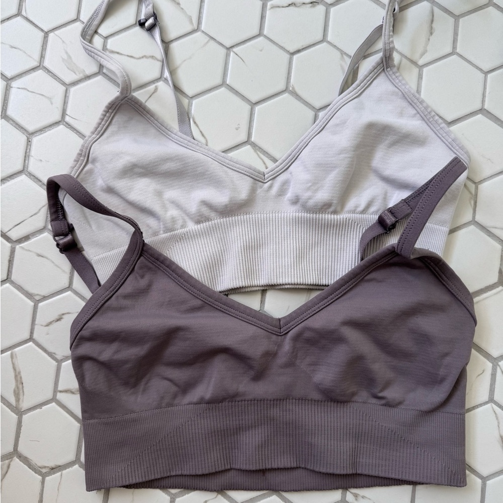 Women's Seamless Bralette Set - LT Gray and charcoal